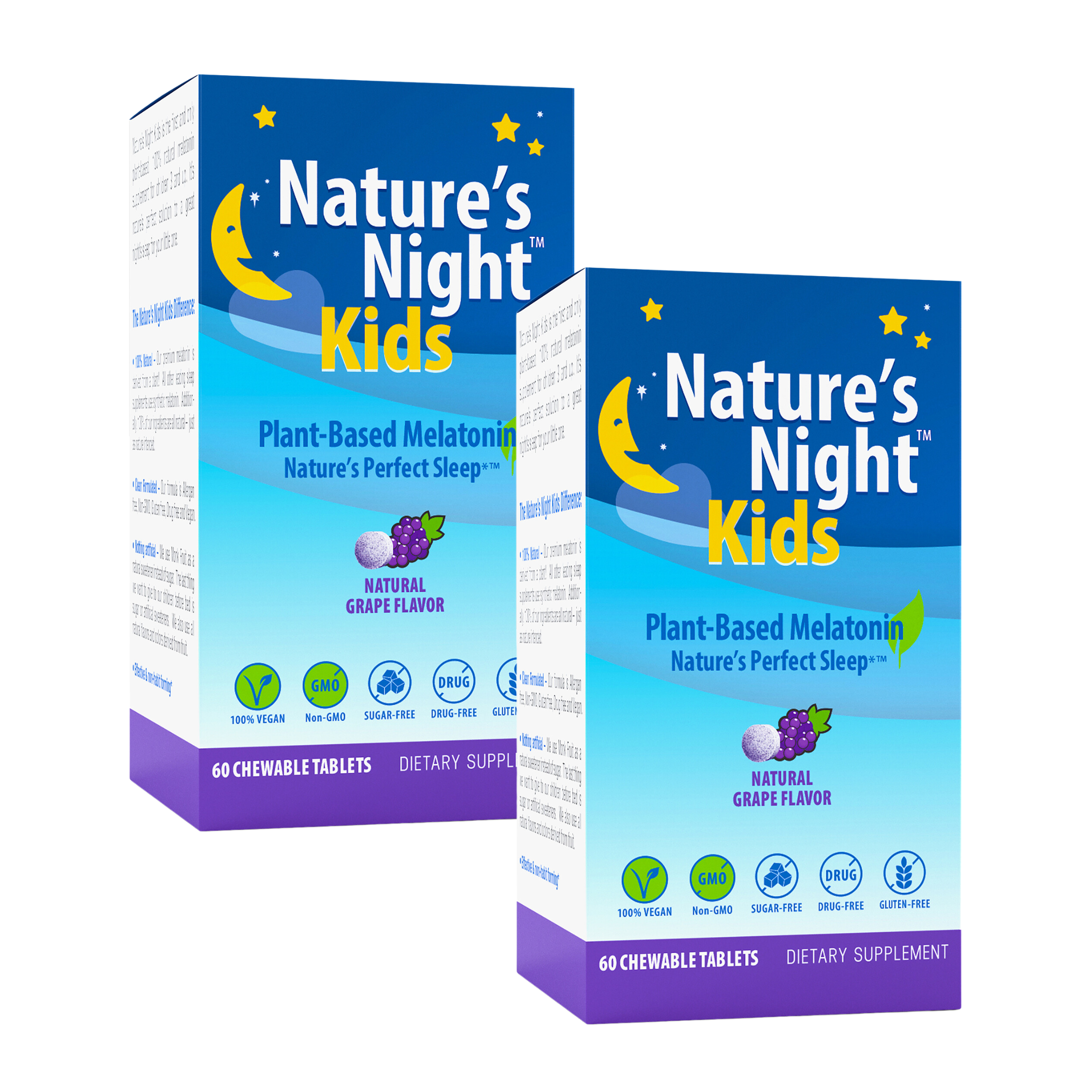 Nature’s Night Kids - Plant-Based Melatonin - 60 Count - Natural Grape Flavor