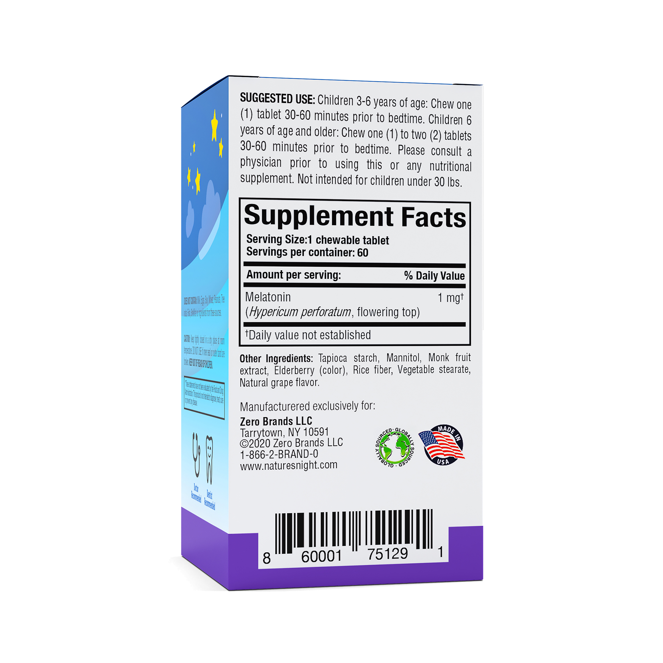 Nature’s Night Kids - Plant-Based Melatonin - 60 Count - Natural Grape Flavor