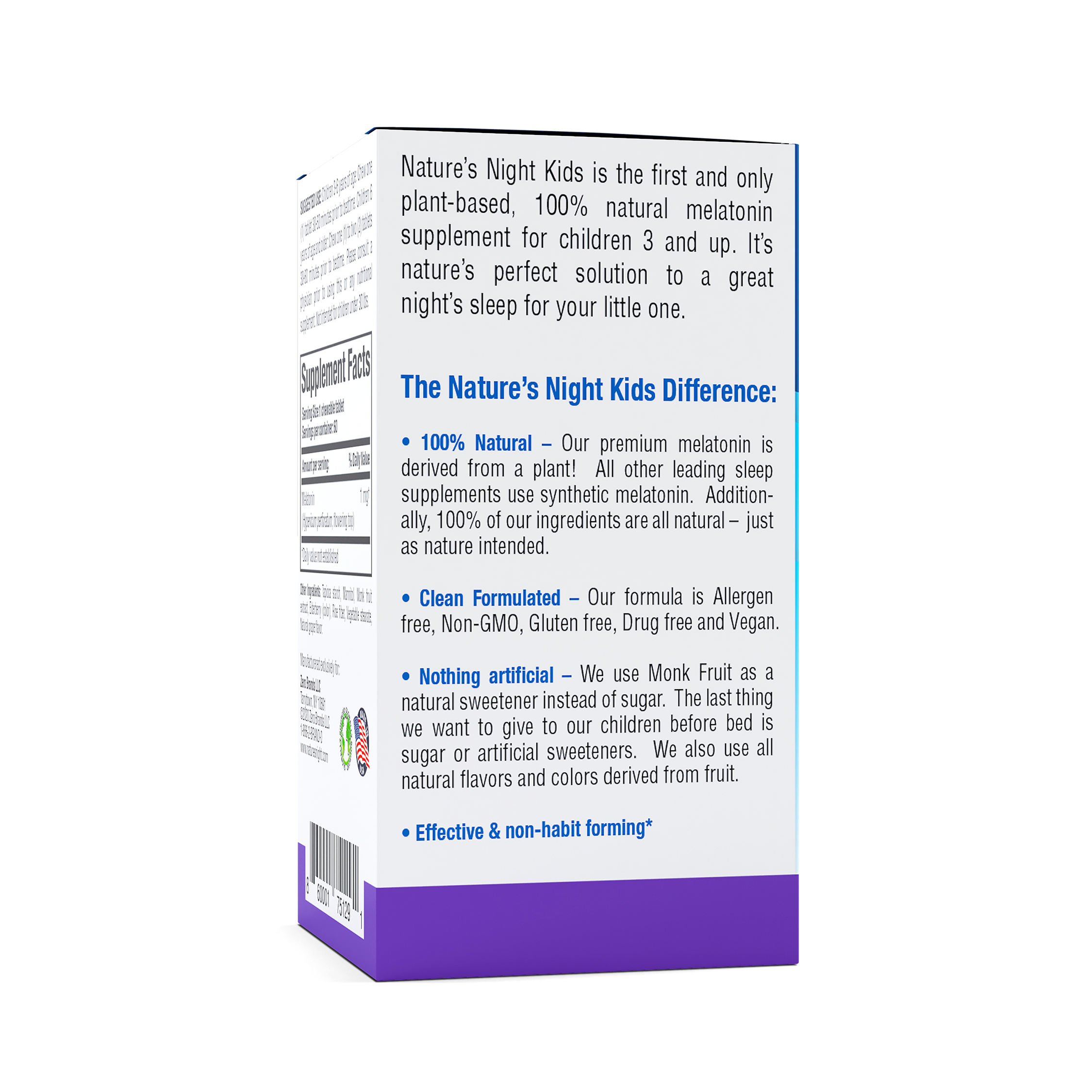 Nature’s Night Kids - Plant-Based Melatonin - 60 Count - Natural Grape Flavor