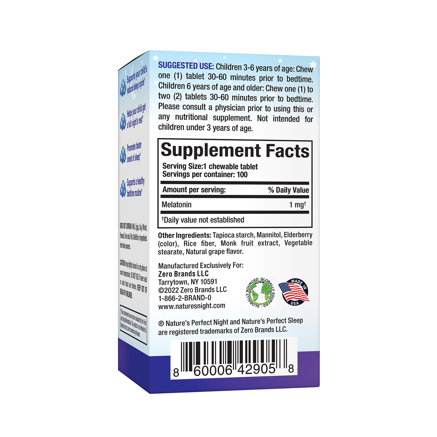 Nature’s Perfect Night Kids - 100 Count - Natural Grape Flavor